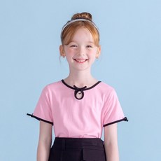 아이러브제이 아동용 신시아 리본 링거 반팔티