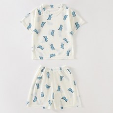 JOYMULTI 兒童白色褶皺短袖短褲套裝