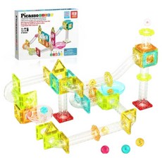 PicassoTILES 畢卡索 Marble Run 迷你磁力積木組 45p, 1套, 混合色