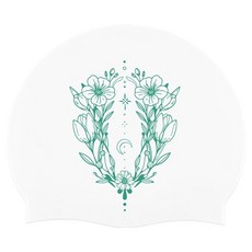 REALLYGOODSWIM 煙燻花朵矽膠泳帽, 1個, 白色