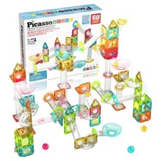 PicassoTILES 畢卡索 滾珠軌道迷你磁力積木套組 60p, 混色, 1個