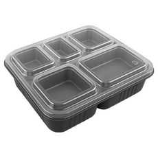 Swan 附蓋便當盒 2116 5格 黑色, 1入, 100個