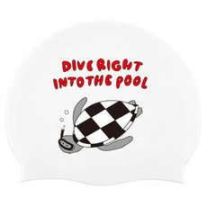 REALLYGOODSWIM 棋盤格烏龜矽膠泳帽, 1個, 白色