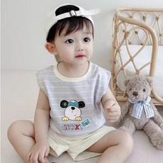 JOYMULTI 兒童猴子無袖短褲上下套裝