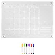 오비크 냉장고 투명 자석 메모 보드+펜6개+지우개 세트, 아크릴