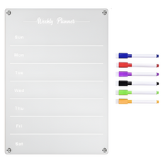 Limit透明磁鐵冰箱備忘板+筆 6入+橡皮擦組 週間型, 壓克力