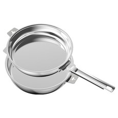 THANKFUL 膳夫 鋼好鍋系列 不鏽鋼煎鍋組, 不鏽鋼煎鍋24cm + 不鏽鋼煎鍋28cm + 可拆卸手柄 + 鍋具防磨墊 2個, 1組, 不鏽鋼色