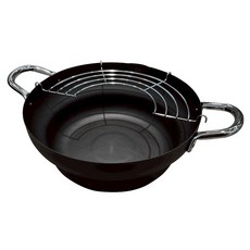 広東名菜 赤坂璃宮 天婦羅油炸鐵鍋 日本製 ART-301, 黑色, 1個, 24cm