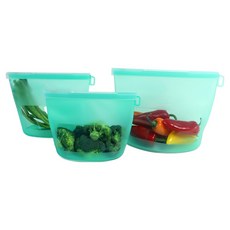 DeliOne NEW 矽膠密封袋 S + M + L 3件組, 1套, 薄荷綠