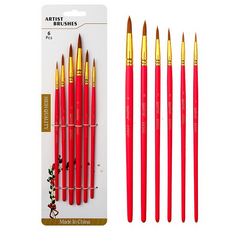 올이즈유 준비물 둥근 그림붓 레드 6종 세트, 1세트, 1호, 3호, 5호, 7호, 9호, 11호