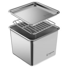 WAGENSTEIGER 無研磨劑 不鏽鋼304 方格密封罐 + 蓋子 + 置物架組 深款 1500ml, 1套, 蓋子 + 置物架 + 密封罐
