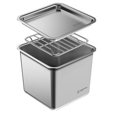 WAGENSTEIGER 無研磨劑304不鏽鋼Quattrat密封罐 + 蓋子 + 網架組 深型 950ml, 1套, 蓋子 + 網架 + 密封罐