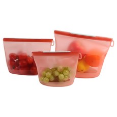 DeliOne NEW 矽膠密封袋 S + M + L 3件組, 1套, 珊瑚色