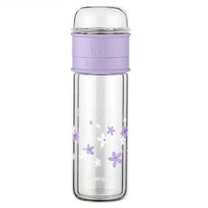 BEDDYBEAR 杯具熊 茶水分離雙層耐熱玻璃杯, 320ml, 1個, 櫻花