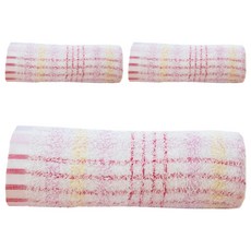 SHING LONG TEXTILE 台灣興隆毛巾 經典格紋毛巾 78g 32支 100%純棉, 3條, 顏色隨機