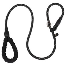 AMIPET 狗狗彩色繩一體式項圈牽繩, 1個, 黑色