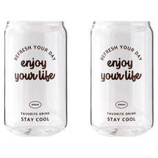 로코리빙 로코홈 레터링 브라운 맥주 유리컵 490ml, 2개