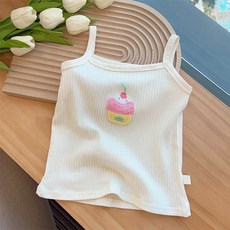 JOYMULTI 女童Vivid羅紋羅紋刺繡細肩帶T恤