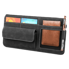 一七八國際 汽車遮陽板收納袋 麂皮, 1個, 深灰色