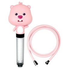 DAELIM BATH 賤萌露比 多功能過濾蓮蓬頭 + 2m軟管型淋浴軟管 套組, 1套, 粉紅色