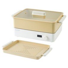 Dr.HOWS 多蘭多蘭 多功能料理鍋具組, 1套, 1.4L烤盤 + 4.5L火鍋 + 玻璃鍋蓋 + 方形電熱爐, 里德黃