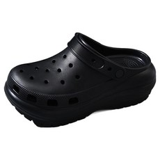 Elsso 女用增高7公分厚底輕量EVA緩震涼鞋拖鞋, 黑色, 225~230