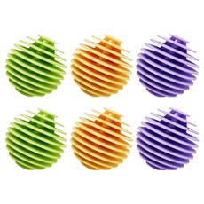 Thanks Day 防纏繞防皺洗衣球 6入, 1套, 綠色, 橘色, 紫色