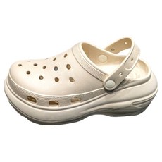 Elsso 女用增高7公分厚底輕量EVA緩震涼鞋拖鞋, 米色, 225~230