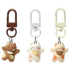 Lucy Market 超可愛貓咪鑰匙圈3件組, 1套, 白貓, 棕貓, 米白貓