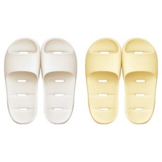 DALPAENGI LIVING 메종치비네 不卡門浴室拖鞋 2件組, 1套, 奶油白, 奶油黃