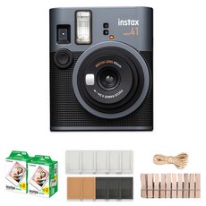 FUJIFILM 富士 instax 拍立得 mini 41 + 迷你底片 40張 + 紙相框 隨機出貨 + 木質裝飾套組, 1套