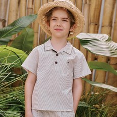 BEEN 男童條紋半開襟襯衫 BZ33BL01IV