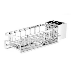 ONEHOUSE 悅川不鏽鋼排水瀝水架 + 桿子 + 筷筒, 1組, 1層, 銀色