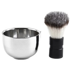 Greenuer 不鏽鋼理髮店刮鬍組 黑色, 1套, 刷子 + 碗