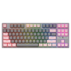 COX 可替換軸電競機械式有線無數字鍵鍵盤, Gray + Pink, CK480, 茶軸