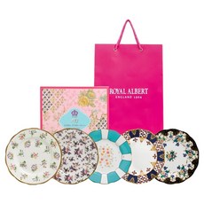 ROYAL ALBERT 100週年煥新中盤前期套組 + 提袋, 1套, 混色, 5盤+包裝+購物袋