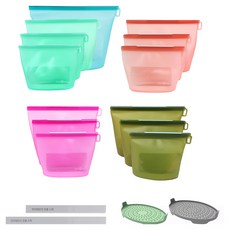 DeliOne 新款液態矽膠保鮮袋13件 + 瀝水架2件 + 專用棒2件套組, 1套, 混合顏色