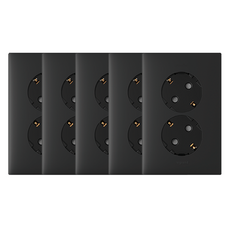 Legrand 羅格朗 Apella黑色簡約45度針型2孔嵌入式插座, 5個