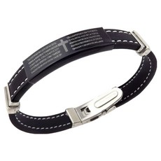 Sun & Dream 聖經十字架手鍊 19cm, 黑色, 1個