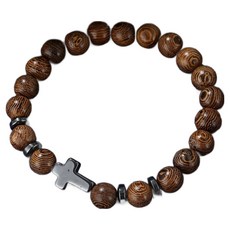 Sun&Dream 木紋十字架手鍊 19cm, 1個, 木珠