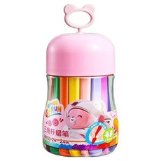 deLi 得力 Smogol可愛手不沾蠟筆 粉色桶, 1個, 24 種顏色