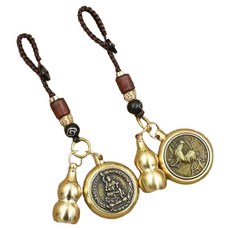 Mungudam 鑰匙圈 12生肖 大守護神 方形 符咒 財運 避邪 鑰匙圈 10 雞鑰匙圈, 2個, 混合顏色