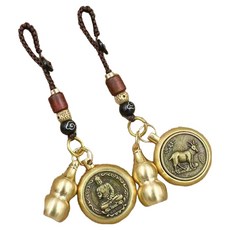 Mungudam 鑰匙圈 十二生肖 大守護神 方形 符咒 財運 避邪 鑰匙圈 08 羊鑰匙圈, 2個, 混合色