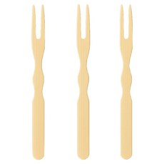 스완 일회용 장식 과일 떡볶이 순대 고급 감성 대나무 두발 미니 포크 100mm, 1개, 100개입