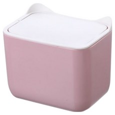 쏘블랑 테이블 깔끔정리 냥이 미니 쓰레기통, 핑크화이트, 1개