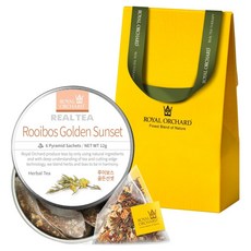ROYAL ORCHARD 南非國寶茶黃金日落銀罐單包茶包 + 禮盒套組, 1套, 茶包 6入 + 禮物盒