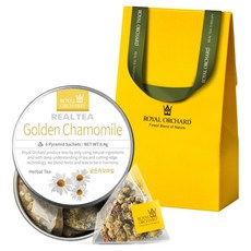 ROYAL ORCHARD 黃金洋甘菊銀罐單包茶 茶包 + 禮盒禮物組, 1套, 茶包6入 + 禮盒
