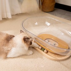 Hongwoon 貓用原木休息處 壓克力透明橢圓形吊床, 1個, 混合色