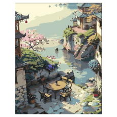 Monogent DIY 繪畫 數字油畫 名畫 自然風景繪畫, 1套, Type P