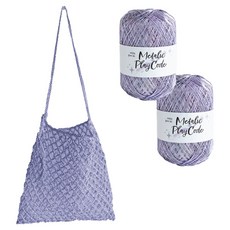 Yarna 網袋 金屬感Play Cord線 70g 2入 + 印刷圖稿組合 編織DIY套組, 1套, 107 紫色